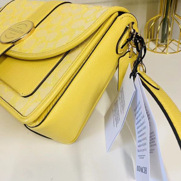 Coach C8307 Lonnie Crossbody In Signature Jacquard In Gold/Retro Yellow - Picture 4 of 7